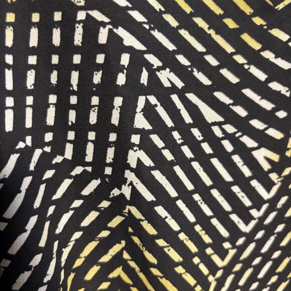 Allison Joy Black & Yellow Geometric Pattern Long Sleeve Blouse M - Picture 10 of 12
